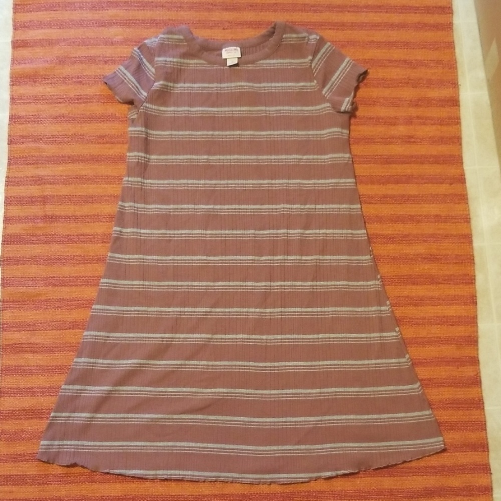 Xhiliration Striped Dull Pink Dress